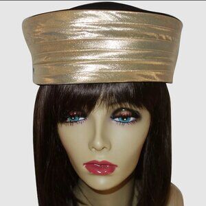 Vintage Black Wool and Gold Lame' Pillbox Hat